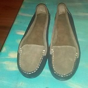 Black Tan Leather Suede Aerosole Loafers